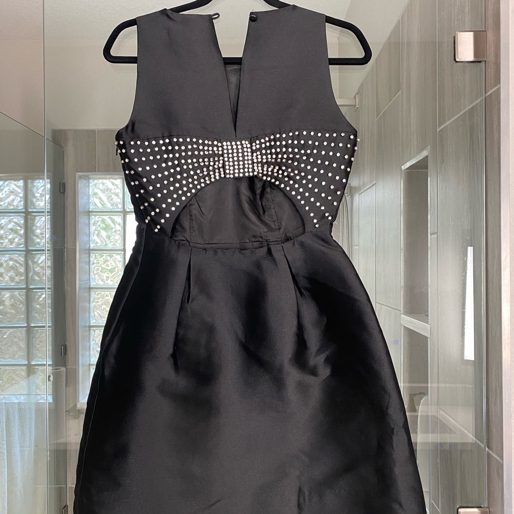 NWT size 2 Kate Spade black embellished bow back dress